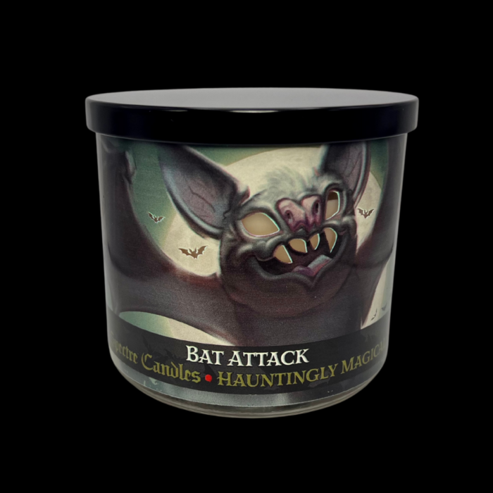 spectre candles, 15oz, bat attack candle, with lid