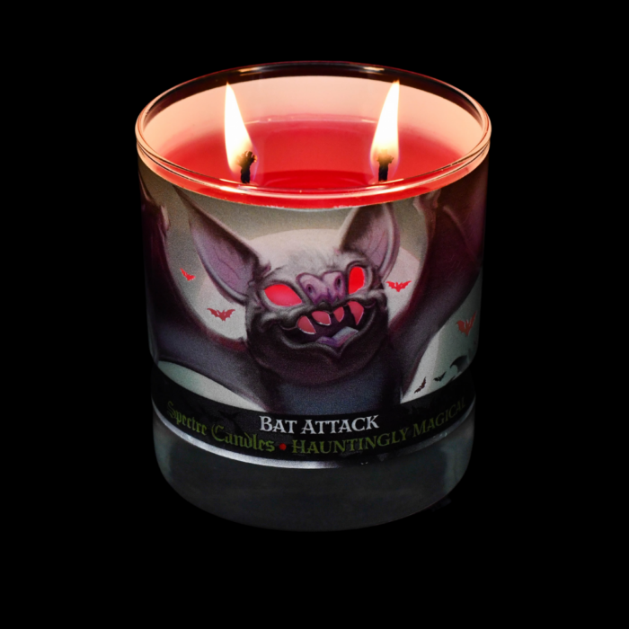 spectre candles passion bat attack, lit, full wax pool