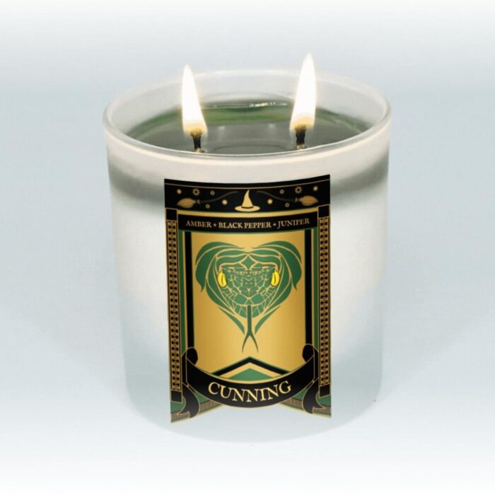 green candle, lit, 8oz