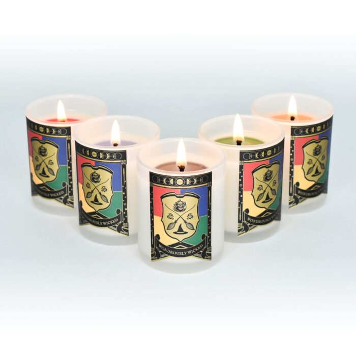 5 votive candles lit