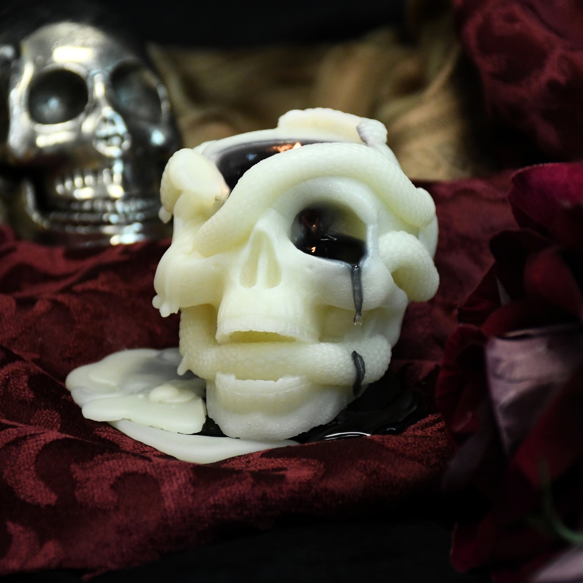 skull pillar candle